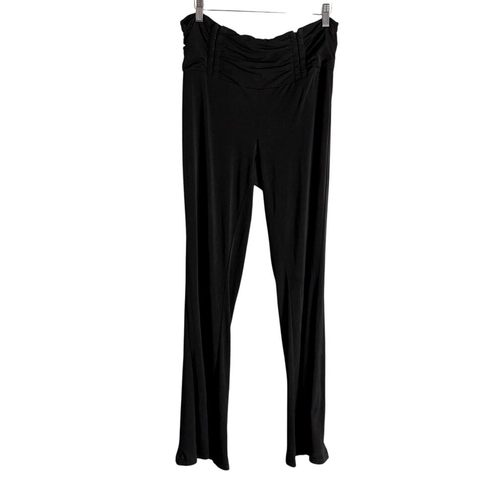 I.AM.GIA Black Ruched Waist High Rise Flare Straight Leg Legging Pants Size XL